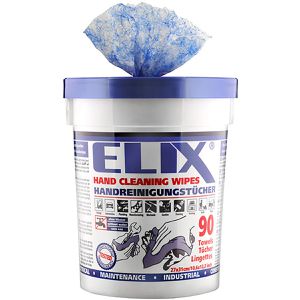 Elix Reinigungstücher 491090, Handreinigungstücher, feucht, für Hände und Oberflächen, im Eimer, 90 Tücher