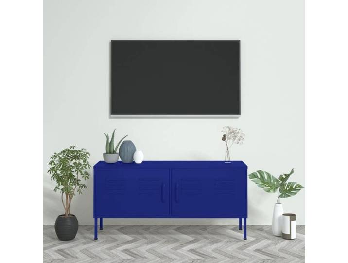 SALE 2026  Armoire TV moderne Bleu - Meuble TV Bleu marine 105x35x50cm Acier PRO764478791