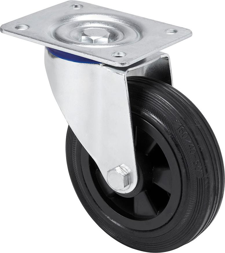 Ruedas alex Zwenkwielen van natuurrubber zwart diameter 8 cm draagvermogen 60 kg