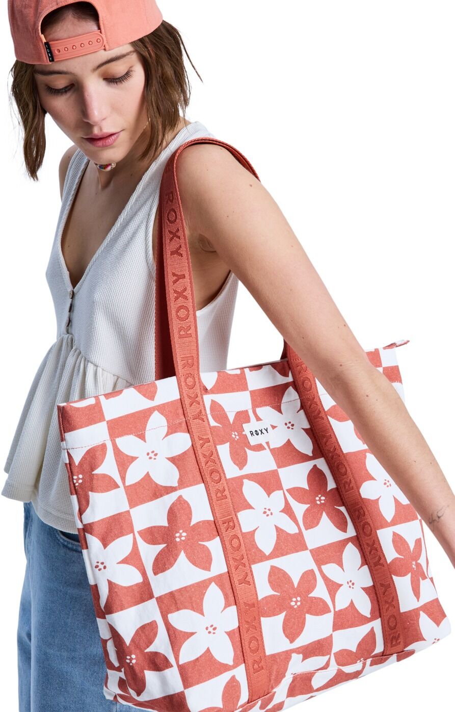 Strandtasche ROXY "Gold Dust Girl", Damen, rot (ginger spice flora), Baumwolle, Taschen Strandtasche