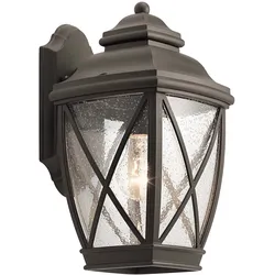 Außenleuchte Wandlampe ALU Glas H 34,1 cm Bronze Laterne Gartenlampe Klassisch