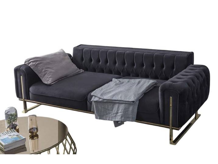 JVmoebel 3-Sitzer Schwarzes Polyester-Sofa mit elegantem Design und hoher Funktionalität, 1 Teile, Made in Europe