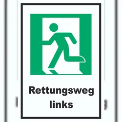 HB-Druck Rettungsweg links A6 (105x148mm) Schild