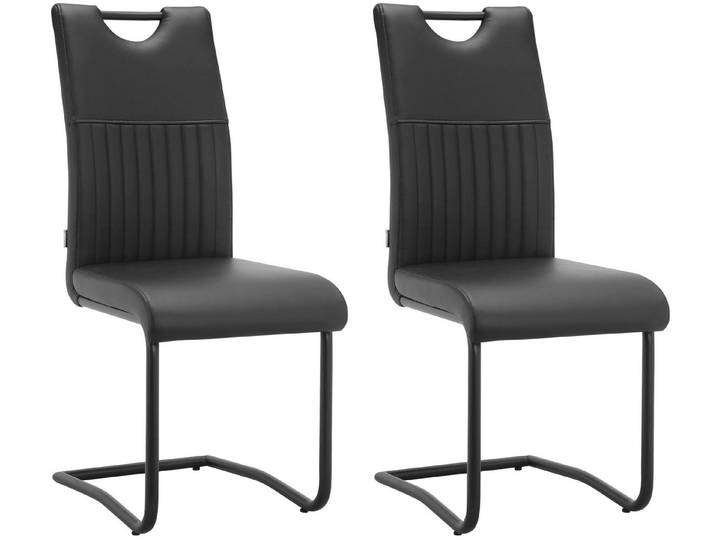 loft24 Freischwinger Leung (Set, 2 St), Esszimmerstuhl, Polsterstuhl, Stuhl, Lederoptik, Metallgestell