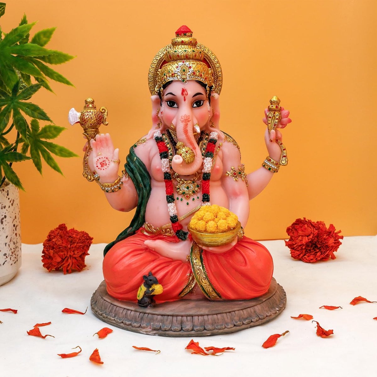 Ganesha Murti Hindoe God Ganesh Standbeeld voor Tafeldecoratie - Hoogte: 20,32 cm