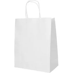 Papstar, Geschenkverpackung, Papier-Tragetasche, 410 x 350 x 140 mm, weiss aus Kraftpapier, 80 g/qm, Tragkraft: 8,5 kg, mit Trage (25x)