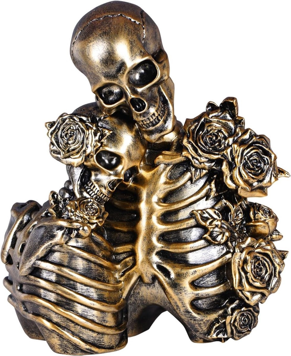 Skelet Paar Beeldjes Eeuwige Liefde Gothic Decoratie van Hars