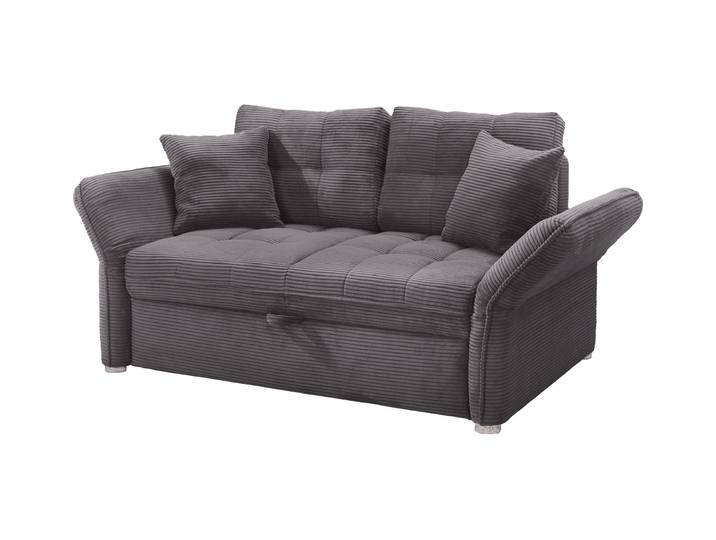 Schlafsofa Cord grau ausziehbar 191 x 105 cm - LEON