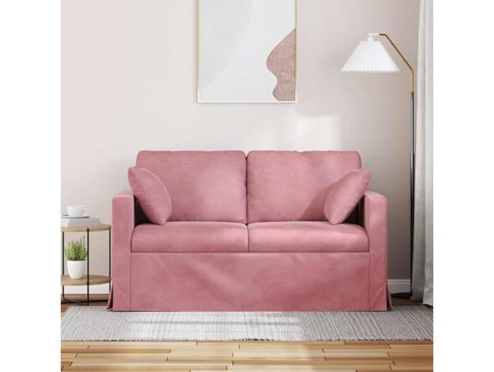 KTHLBRH Rosa Samt Sofa 138 x 78 x 80 cm Ergonomisches Design, Metallrahmen, Armlehnen aus Holz, geeignet für Wohnzimmer und Schlafzimmer
