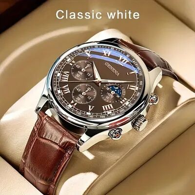 Friendly Fresh Finds Luxury Mens Business Watch With Leather Strap Analog Quartz Wristwatch Luxury Mens Business Watch With Leather Strap Analog Quartz Wristwatch