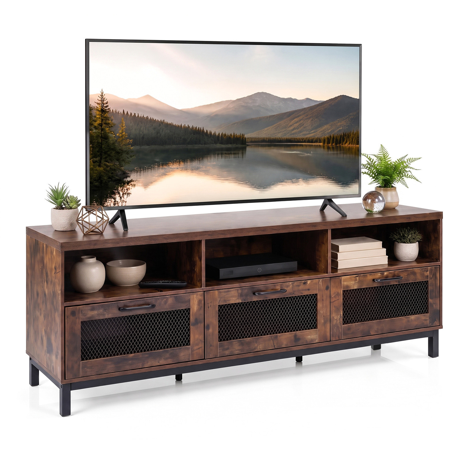 Costway Modern Lowboard TV Kast Bruin, Breedte: 160 cm