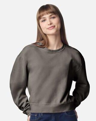 Comfort Colors 1566L Women's Garment-Dyed Mid-Length Crewneck Sweatshirt in Pepper size XL   Cotton/Polyester Blend