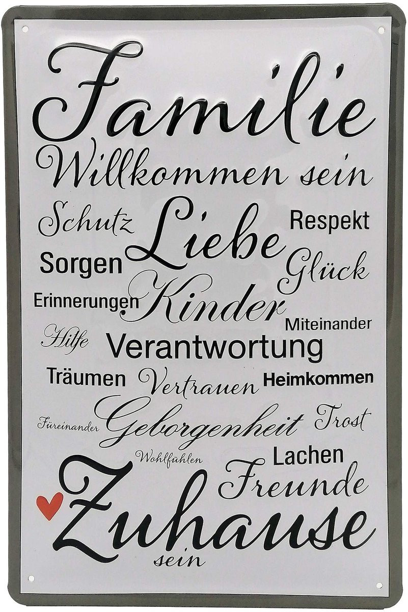 Familie Schild Geperst metalen wanddecoratie 30 x 20 cm