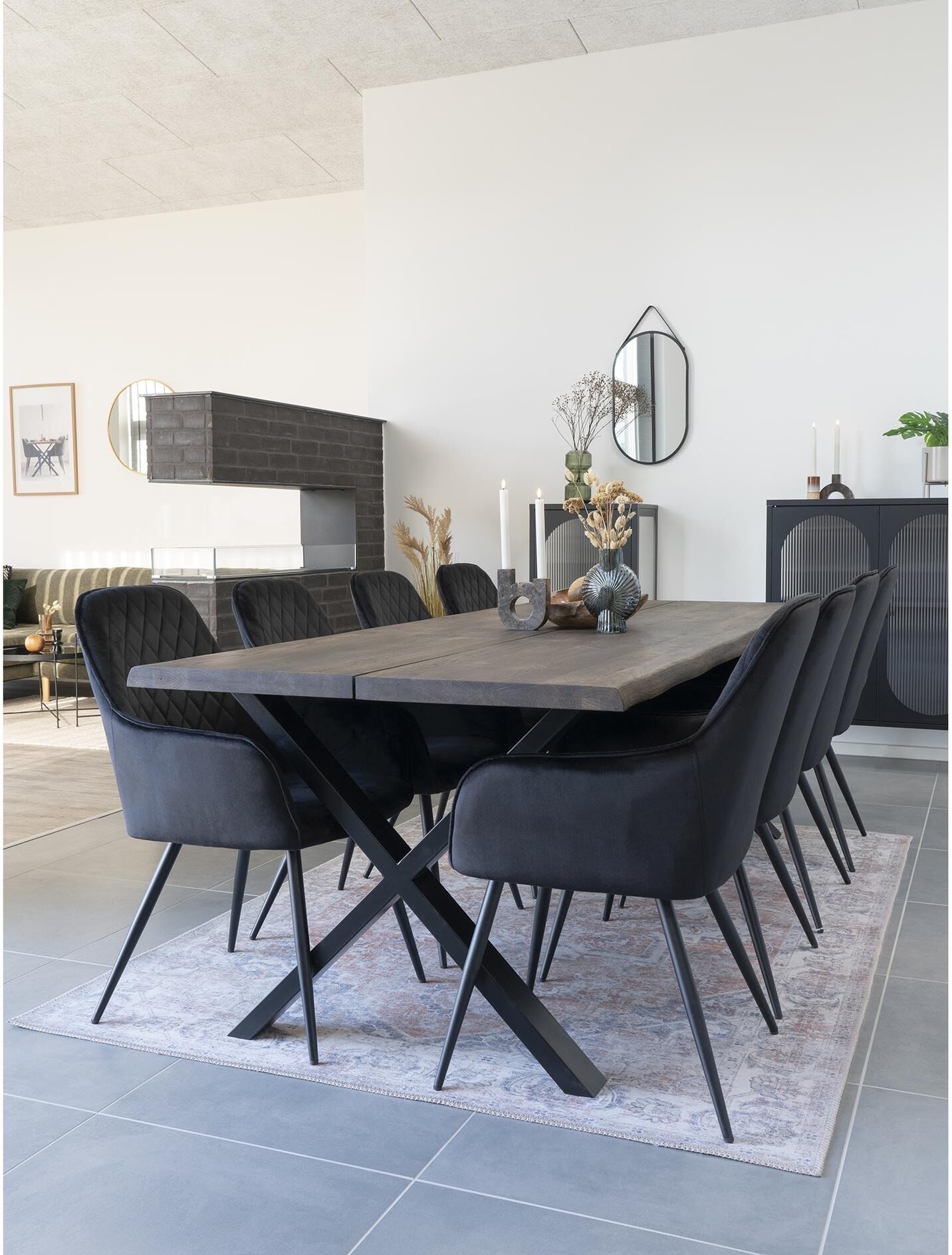 Spiegel HOUSE NORDIC "Spiegel Trapani", schwarz, B:35cm H:60cm, Glas, Kunstleder, Metall, Stahl, Spiegel, Spiegel schwarz B/H/T: 35cm x 60cm
