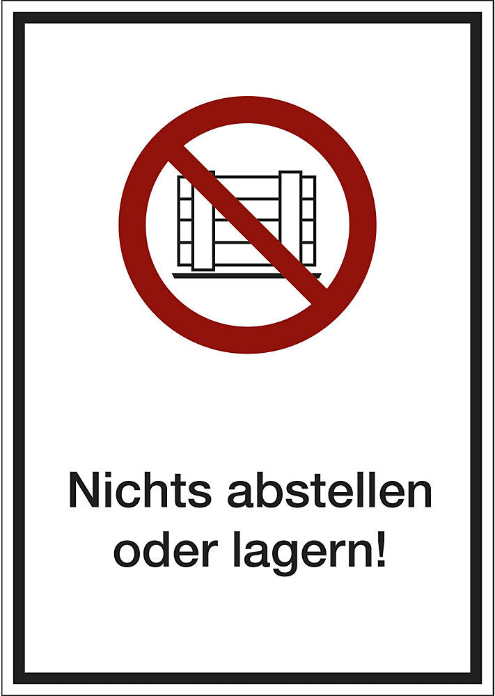 kaiserkraft Kombizusatzschild mit Text für Verbotszeichen, Nichts abstellen oder lagern, VE 10 Stk, Kunststoff, LxHxT 210 x 297 x 1 mm