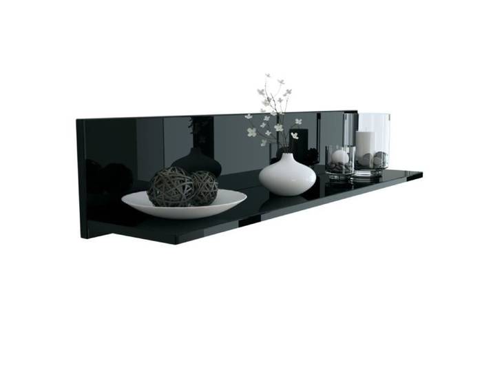 Vladon Etagère murale Skadu en Noir haute brillance