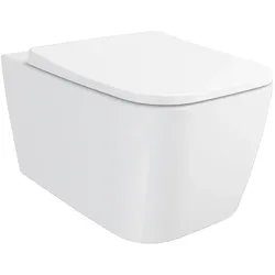 New Metropole Square QuantumFlush Wand-WC spülrandlos Weiß Hochglanz mit Oberflächenveredelung Clean
