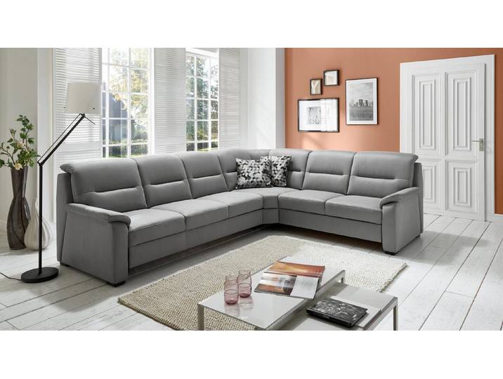 POLIPOL Ecksofa Ecksofa Monroe Wohnlandschaft Stoff Microfaser grau Bonellfederkern, 3 Teile