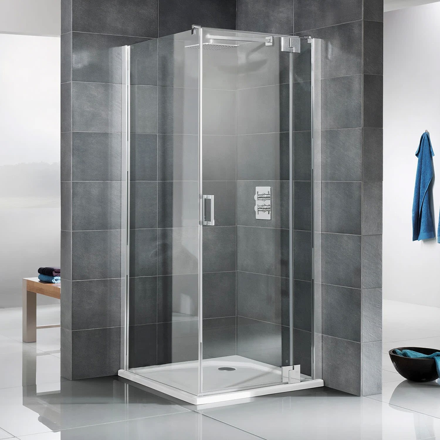 HSK K2P hinged door on side panel for side wall,100cm,stop right