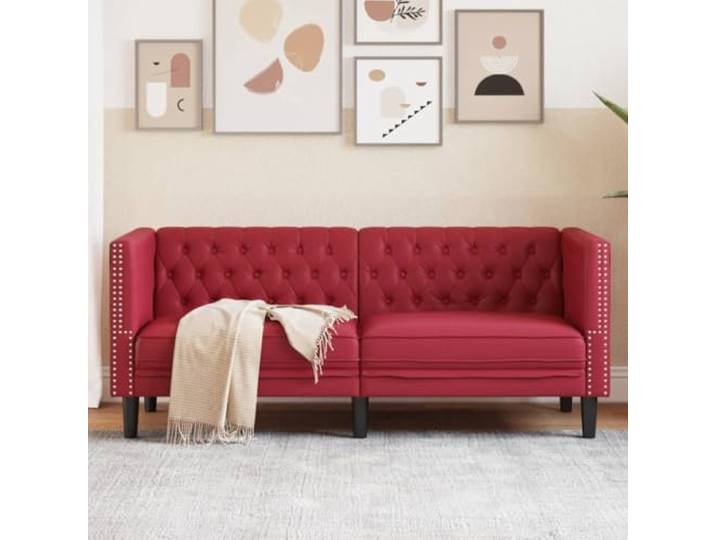 HEFZGDB Weinrotes Chesterfield Sofa 2-Sitzer Kunstleder Polsterung mit Knopfheftung und stabilen Stützbeinen, strapazierfähiges pflegeleichtes Design für Elegantes Wohnzimmer,