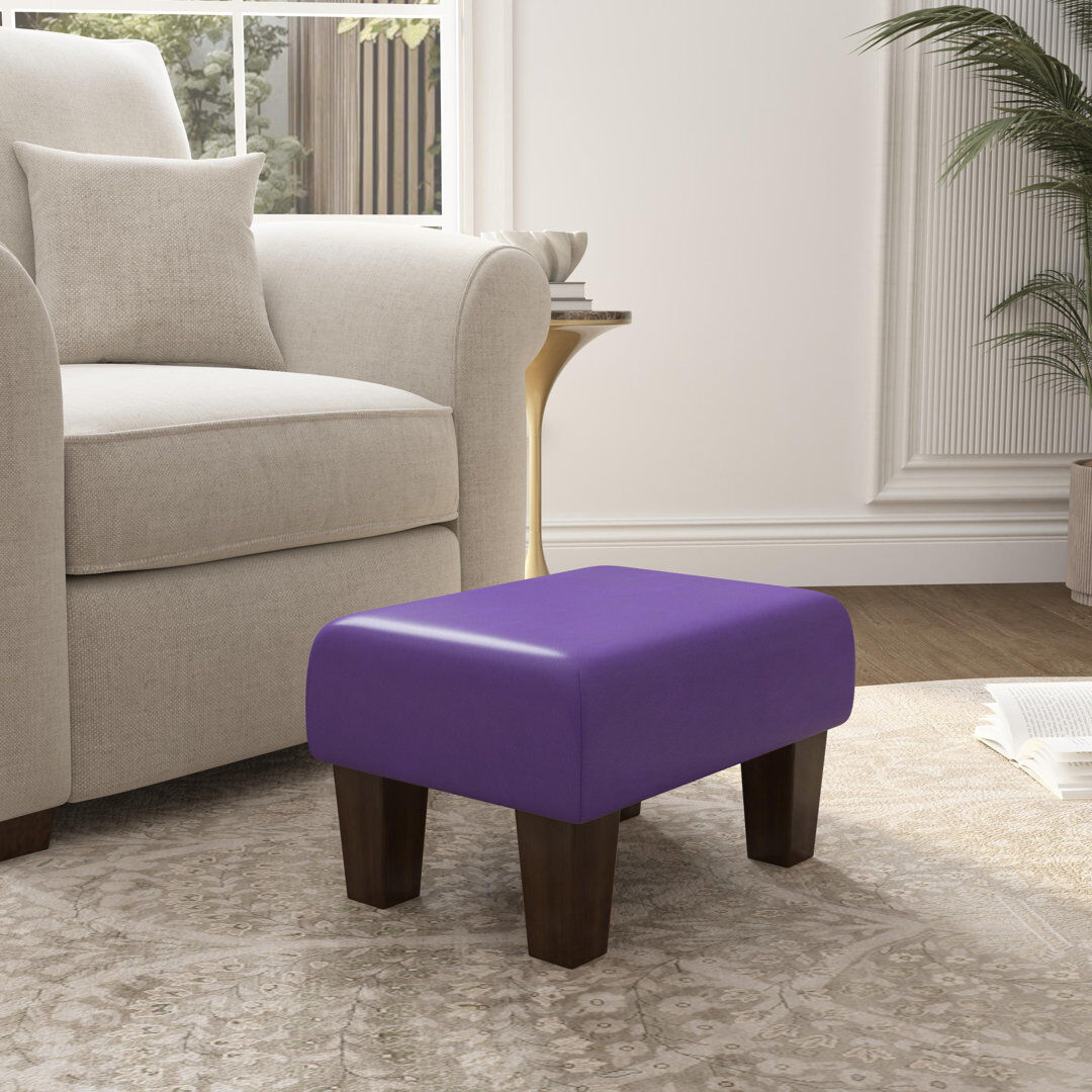 ClassicLiving Acierno Natural Wood Contemporary Leg - Faux Leather Blackcurrant Purple/Brown 27.5cm H X 45cm W X 45cm D