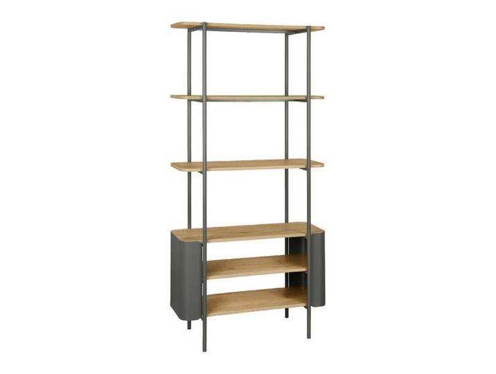 Etagère bibliothèque métal courbé et décor bois 6 niveaux vert - Molto