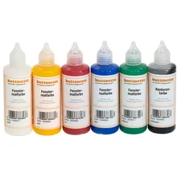 buttinette Fenstermalfarben "Grundfarben", 6x 80 ml