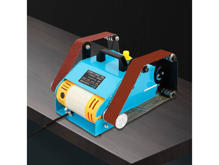 Ponceuse à bande électrique, bandes abrasives, conception à double tête, réglage infini de la vitesse et de l'angle