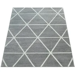 KADIMA DESIGN Teppich Kurzflor Geometrische Motive Wohnzimmer schmutzabweisend Grau Rechteckig 60x100 | 100% Polypropylen | Florhöhe: 12 mm | pflegeleicht