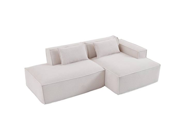 Oxeza Ecksofa 233/129/70 cm Beige mit zwei Kissen und Federtasche, Mode, Rechteckig, 235x129 cm, Wohnzimmer, Sofas & Couches, Wohnlandschaften, Ecksofas