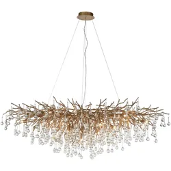 Kronleuchter, Messing Optik, 400 Glasanhänger, elegant, Design