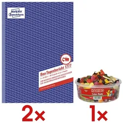 Avery Zweckform 2x Bautagesbericht »1777« inkl. Fruchtgummi »Color-Rado« Party Box 750 g gelb, 21x29.7 cm