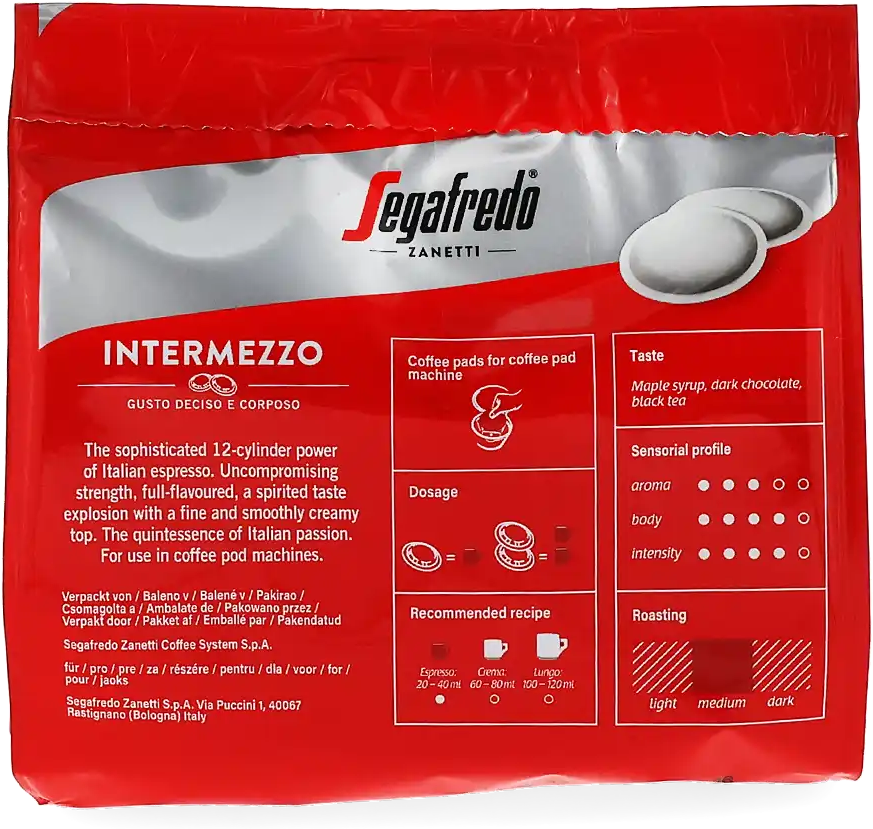 Segafredo   Intermezzo - 16 Dosettes de café pour Senseo - Espresso - Compatible Senseo