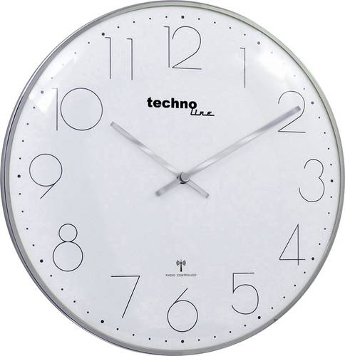 Techno Line WT 8235 chrom-optik Funk Wanduhr 35 cm x 25 mm Chrom