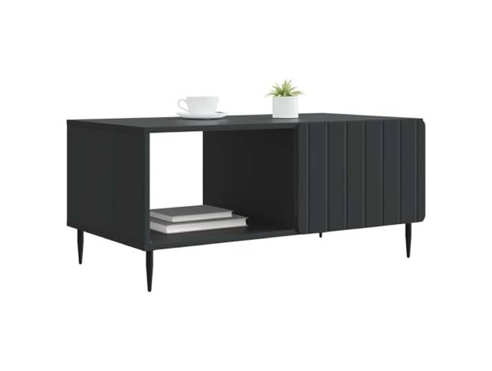 KTHLBRH Couchtisch, Schwarz, 90 x 50 x 40 cm, aus technischem Holz Metallbeine, gepflegter Rücken, großer Stauraum, modernes Design
