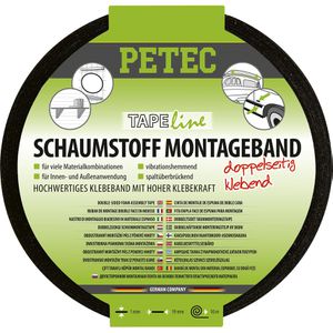 PETEC Montageband Tapeline Power, 10m x 19mm, stark, doppelseitig, schwarz, wasserdicht