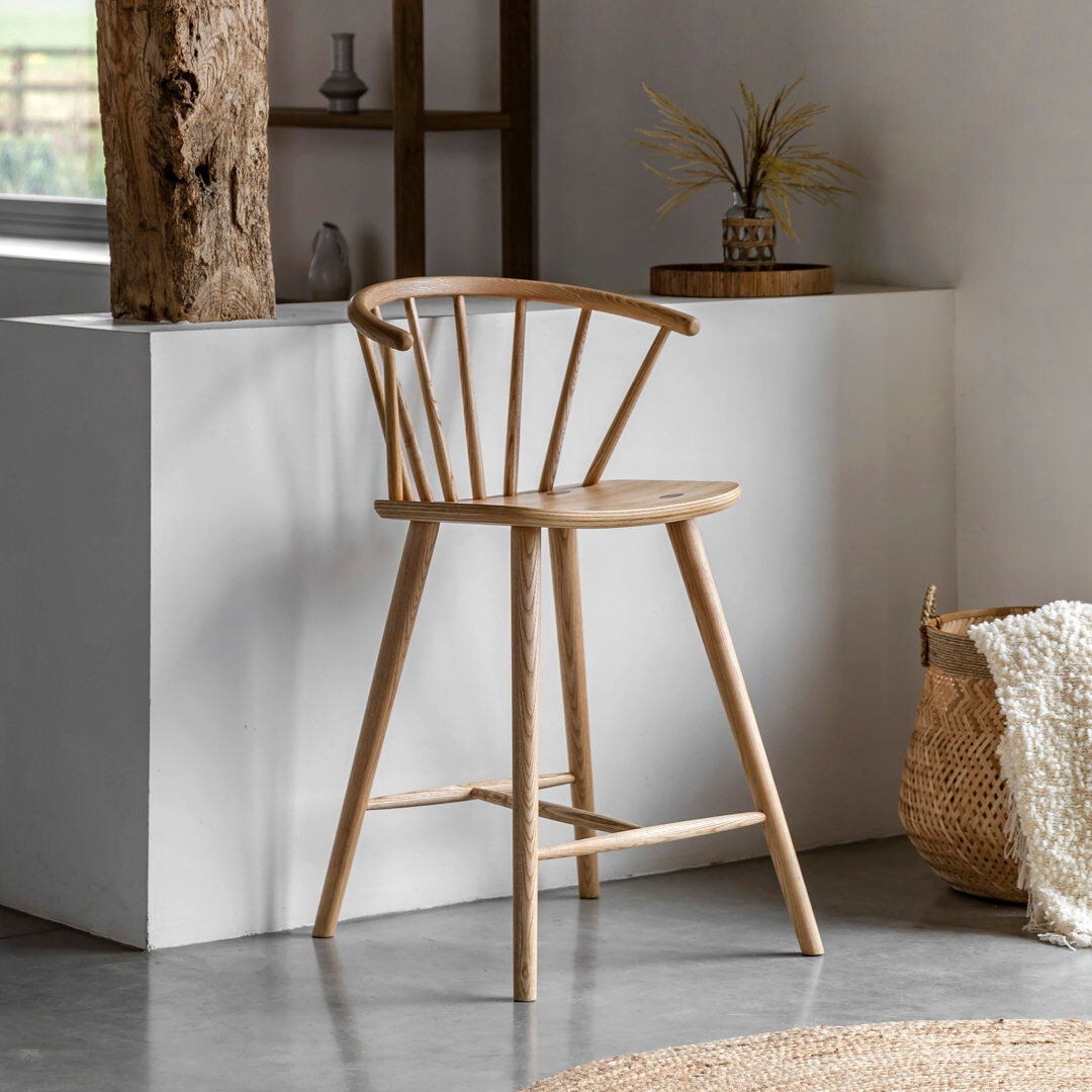 August Grove Ridhi Bar Stool Natural 95cm H X 53cm W X 52cm D
