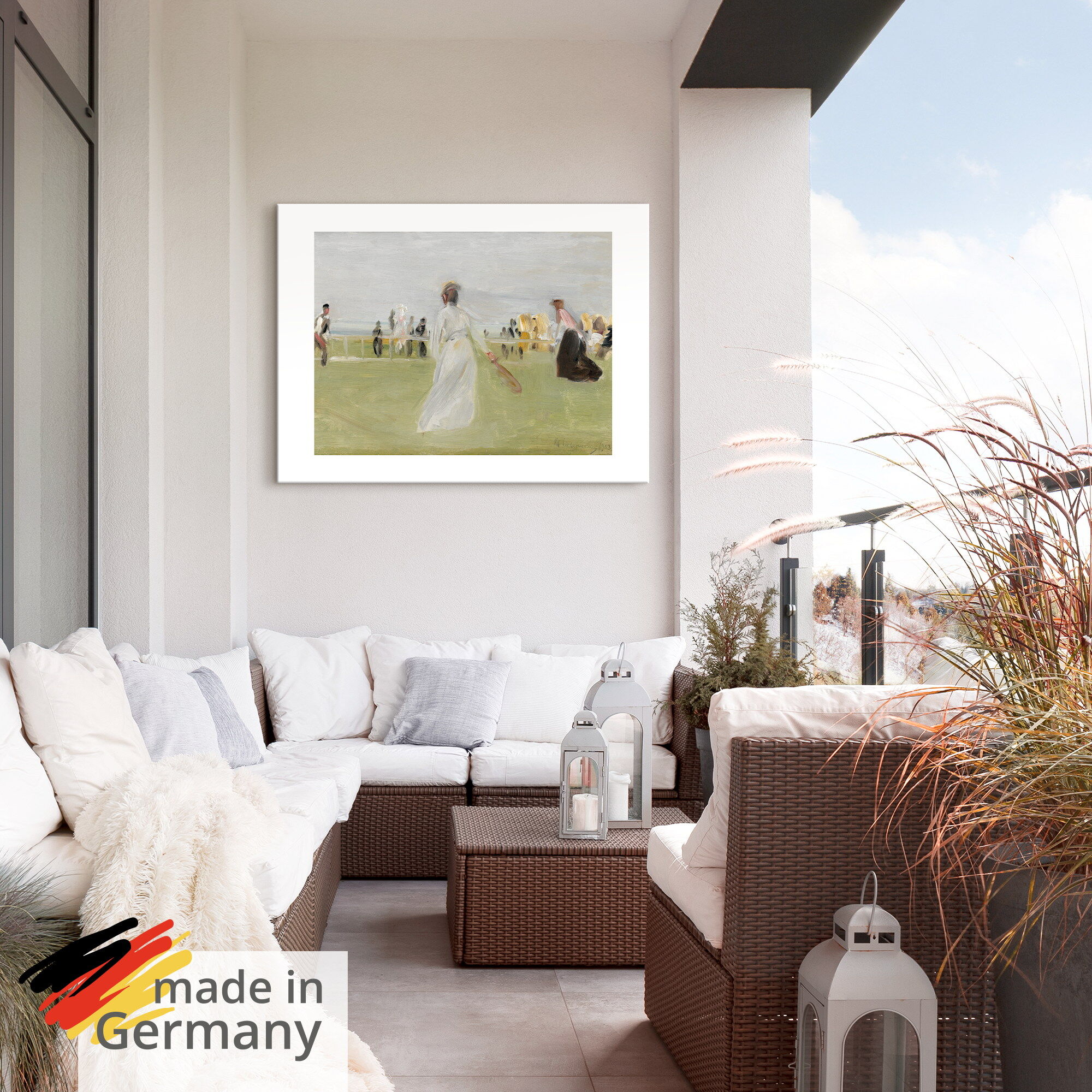 Wandbild ARTLAND "Tennisspieler am Meer", bunt (farbe bild(er): grün), B:40cm H:30cm, Aluminium, Bilder, Wandbild, als Alubild, Leinwandbild, Poster, Wandaufkleber in verschied. Grössen farbe bild(er): grün B/H/T: 40cm x 30cm, Sport Querformat, 1 Stk.