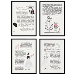 POSTER Set mit 4 Text 1 vom Künstler George Barbier A3 Schwarzer Rahmen
