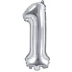 Folienballon silber Zahl 1