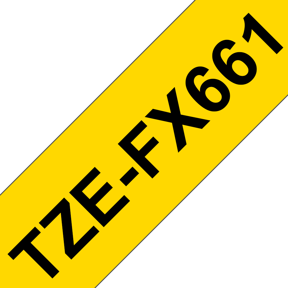 Brother TZe-FX661 Schriftband, 36mm x 8m, schwarz auf gelb, Flexi-Tape