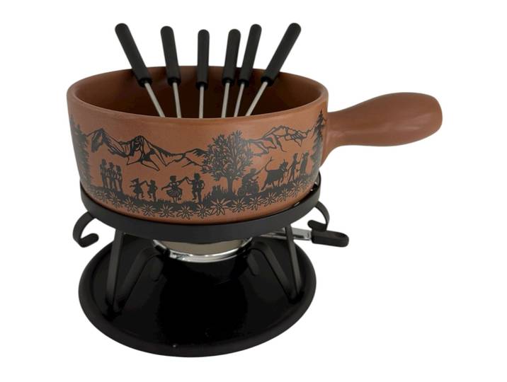 Nouvel Fondue-Set 9-teilig Tradition braun Keramik - Fondue-Set