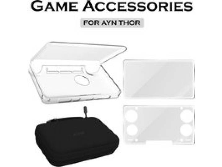 TPU-hoes Handheld console Transparante beschermhoes Schermbeschermer Set voor AYN THOR Anti-valhoes Shell Grip-opslag