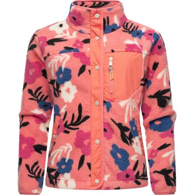 Plüschjacke RAGWEAR "Appopis Print", Damen, Gr. 5XL (50), orange (koralle), Material: 100% Polyester, figurumspielend hüftbedeckend, hoch geschlossener Ausschnitt, Ärmel ohne Ärmelschlitz elastischer Bund, Jacken, Auffällige flauschige...