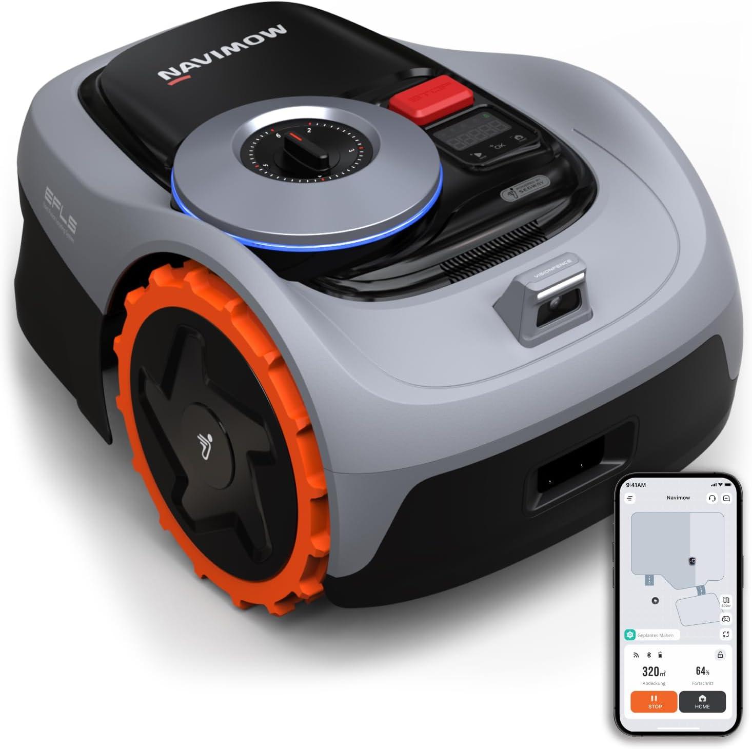 Segway Navimow i105E Mähroboter ohne Begrenzungskabel, Empf. 500 m², Max. 600 m², RTK+Vision Rasenmäher Roboter , Igelschutz Rasenroboter