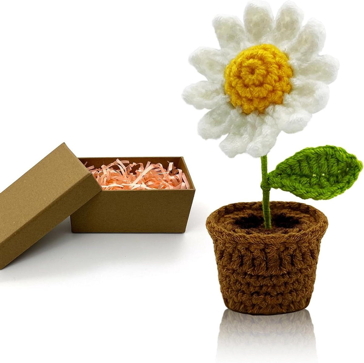 Handgemaakte gehaakte kamillebloem decoratie - Wit