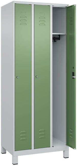 C+P Spind Classic PLUS 3 compartiments 1950 × 750 × 500 mm 7035/6011 ; C + P Möbelsysteme (080010-39 S10021)