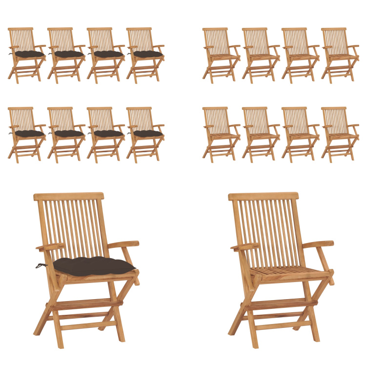 vidaXL Gartenstühle mit Taupe Kissen 8 Stk. Massivholz Teak - Gartenstuhl - Gartenstühle - Gartenstuhl Holz - Gartenstuhl Massivholz