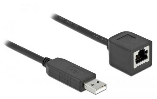 Delock USB-A zu RJ45 Adapterkabel USB 2.0 RJ45, USB-A Stecker 0.50m Schwarz 64163