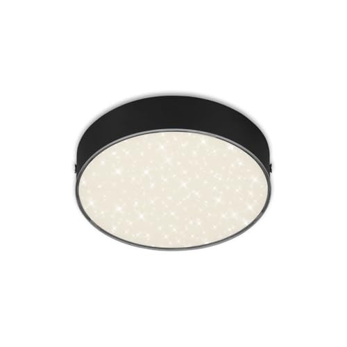Briloner LED-plafondlamp Flame Star, zwart, met sterrenhemelmotief, B: 15,7 cm, D: 15,7 cm, H: 3,6 cm